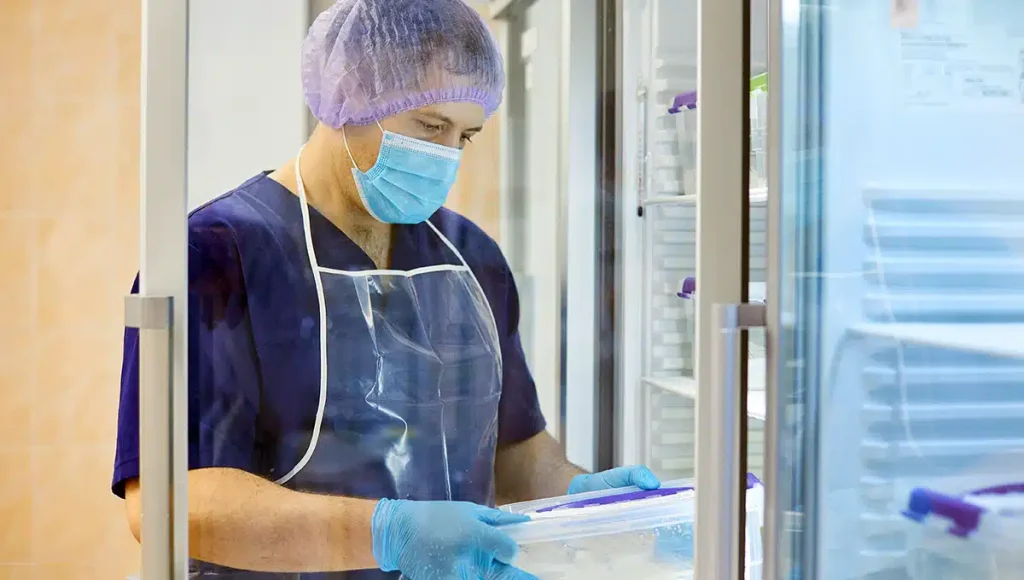 taking vaccines from medical fridge